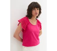 T-Shirt BONPRIX, Damen, Gr. 40/42 (M), pink (pinklady), Obermaterial: 95% Baumwolle, 5% Elasthan. Ärmel: 100% Baumwolle, loose fit, Shirts T-Shirt, lockere Passform, Kurzarm-Design, Lochstickerei an d