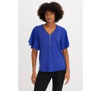 T-Shirt BONPRIX, Damen, Gr. 40/42 (M), saphirblau, Obermaterial: 95% Polyester, 5% Elasthan. Ärmel: 100% Polyester, bequem, Shirts T-Shirt, mit Chiffonärmeln, Kurzarm-Design, aus Polyester und Elastha