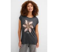 T-Shirt BONPRIX, Damen, Gr. 40/42 (M), schwarz, Obermaterial: 50% Polyester, 50% Viskose, A-Linie, Shirts T-Shirt, A-Linie, Kurzarm, aus Viskose und Polyester, mit Rundhalsausschnitt (64452754-40)