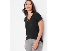 T-Shirt BONPRIX, Damen, Gr. 44/46 (L), schwarz, Obermaterial: 64% Polyester, 32% Viskose, 4% Elasthan, bequem, Shirts T-Shirt, Shirt aus nachhaltiger Visksose (56400762-44) schwarz