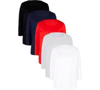 T-Shirt BONPRIX, Damen, Gr. 44/46 (L), schwarz (schwarz, erdbeere, hellgrau meliert, weiß, dunkelblau), Web, Obermaterial: 85% Baumwolle, 15% Polyester, unifarben, lässig geschnitten normal, Rundhals,