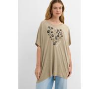 T-Shirt BONPRIX, Damen, Gr. 48/50 (XL), grün (new khaki graphisch bedruckt), Obermaterial: 100% Viskose, oversize, Shirts T-Shirt, Oversize-Passform, Kurzarm, mit dekorativem Druck, aus Viskose (84269