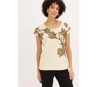 T-Shirt BONPRIX, Damen, Gr. 48/50 (XL), natur floral, Jersey, Obermaterial: 95% Baumwolle, 5% Elasthan, bedruckt, unifarben, bequem hüftbedeckend, Rundhals, angeschnitten, Shirts T-Shirt, bequeme Pass