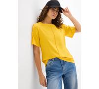T-Shirt BONPRIX, Damen, Gr. 48/50 (XL), safrangelb, Jersey, Obermaterial: 100% Baumwolle, unifarben, loose fit hüftbedeckend, Rundhals, weit, Shirts T-Shirt, lockere Passform, weite Ärmel mit dezenter