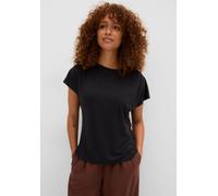 T-Shirt BONPRIX, Damen, Gr. 48/50 (XL), schwarz, Jersey, Obermaterial: 95% Viskose, 5% Elasthan, unifarben, oversize hüftlang, Rundhals, Shirts T-Shirt, Oversize-Passform, Kurzarm, mit Raffung an der 