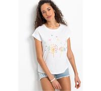 T-Shirt BONPRIX, Damen, Gr. 48/50 (XL), weiß (weiß floral), Obermaterial: 100% Baumwolle, bequem, Shirts T-Shirt, bequeme Passform, Kurzarm-Design, aus Baumwolle (36699628-48) weiß floral