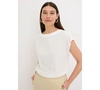 T-Shirt BONPRIX, Damen, Gr. 48/50 (XL), wollweiß, Obermaterial: 64% Polyester, 32% Viskose, 4% Elasthan. Besatz: 100% Polyester, oversize, Shirts T-Shirt, Oversize-Passform, Kurzarm-Design, mit Satinp