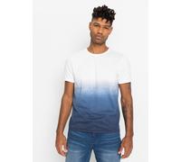 T-Shirt BONPRIX, Herren, Gr. 56/58 (XL), weiß (weiß, dunkelblau), Jersey, Obermaterial: 100% Baumwolle, mehrfarbig, slim fit normal, Rundhals, gerader Abschluss, Shirts T-Shirt, Slim Fit Passform, Kur