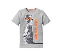T-Shirt BONPRIX, Jungen, Gr. 164/170, hellgrau meliert bedruckt, Jersey, Obermaterial: 85% Baumwolle, 15% Polyester, bedruckt, meliert, regular fit normal, Rundhals, Shirts T-Shirt, normale Passform,