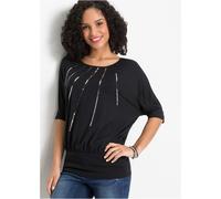 T-Shirt BONPRIX "Shirt aus fließendem Viskose-Mix", Damen, Gr. 36/38 (S), schwarz, Obermaterial: 95% Viskose, 5% Elasthan, oversize, Shirts T-Shirt, Shirt aus fließendem Viskose-Mix (97193624-36)