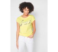 T-Shirt BONPRIX "Shirt mit Pailletten", Damen, Gr. 52/54 (XXL), gelb (limone, silber bedruckt), Obermaterial: 100% Baumwolle, loose fit, Shirts T-Shirt, lockere Passform, Kurzarm, aus Baumwolle (43456