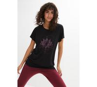 T-Shirt BONPRIX "Sport-Shirt, Loose Fit", Damen, Gr. 56/58 (XXXL), schwarz (schwarz bedruckt), Obermaterial: 64% Polyester, 32% Viskose, 4% Elasthan, oversize, Shirts T-Shirt, Sport-Shirt, Loose Fit (