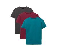 T-Shirt BONPRIX "T-Shirt (3er Pack)", Damen, Gr. 56/58 (XL), blau (kobalttürkis, rhododendronrot, anthrazit meliert), Obermaterial: 60% Baumwolle, 40% Polyester, regular fit, Shirts T-Shirt, T-Shirt (
