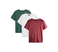 T-Shirt BONPRIX "T-Shirt (3er Pack)", Damen, Gr. 56/58 (XL), rot (bordeaux, dunkelgrün, weiß), Obermaterial: 100% Baumwolle, regular fit, Shirts T-Shirt, T-Shirt (3er Pack) mit Rundhalsausschnitt (599
