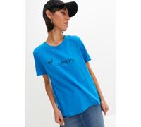 T-Shirt BONPRIX "T-Shirt aus reiner Baumwolle", Damen, Gr. 48/50 (XL), südseeblau, Jersey, Obermaterial: 100% Baumwolle, unifarben, bequem hüftlang, Rundhals, Shirts T-Shirt, bequeme Passform, Kurzarm