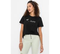 T-Shirt BONPRIX "T-Shirt aus reiner Baumwolle", Damen, Gr. 52/54 (XXL), schwarz, Obermaterial: 100% Baumwolle, bequem, Shirts T-Shirt, bequeme Passform, Kurzarm, mit Rundhalsausschnitt (85200500-52) s