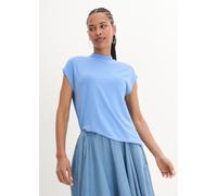 T-Shirt BONPRIX "T-Shirt aus softer Viskose", Damen, Gr. 36/38 (S), mittelblau, Web, Obermaterial: 95% Viskose, 5% Elasthan, lässig geschnitten normal, Rundhals, Shirts T-Shirt, lässige Passform, Kurz