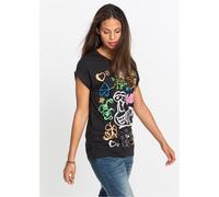 T-Shirt BONPRIX "T-Shirt bedruckt", Damen, Gr. 36/38 (S), schwarz (schwarz bedruckt), Obermaterial: 50% Baumwolle, 50% Viskose, regular fit, Shirts T-Shirt, T-Shirt bedruckt (58079808-36) schwarz bedr