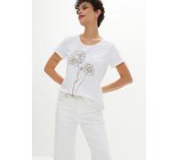 T-Shirt BONPRIX "T-Shirt", Damen, Gr. 36/38 (S), weiß (weiß, mattsilber bedruckt), Obermaterial: 100% Baumwolle, loose fit, Shirts T-Shirt, lockere Passform, Kurzarm-Design, weiter Rundhalsausschnitt
