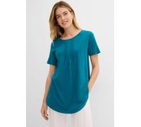 T-Shirt BONPRIX "T-Shirt in A-Linien-Form, kurzarm", Damen, Gr. 52/54 (XXL), meerestürkis, Obermaterial: 50% Baumwolle, 50% Viskose, A-Linie, Shirts T-Shirt, A-Linie, Kurzarm, aus Baumwolle und Viskos