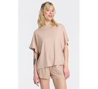T-Shirt BOSS "B Logo", Damen, Gr. L, light beige 271, Jersey, Obermaterial: 95% Lyocell, 5% Elasthan, bequem normal, Rundhals, Shirts T-Shirt, lockere Passform (43350317-L) light beige 271