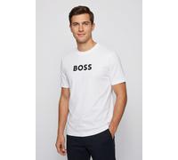 T-Shirt BOSS GREEN, Damen, Gr. L, weiß100, Single Jersey, Obermaterial: 100% Baumwolle, unifarben, regular fit normal, Rundhals, Shirts T-Shirt, Rundhalsausschnitt, Regular Fit, Boss-Logodruck (631906