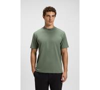 T-Shirt BOSS GREEN "Tee Collar Zone", Herren, Gr. M, open grün358, Single Jersey, Obermaterial: 95% Baumwolle, 5% Elasthan, unifarben, relaxed fit normal, Rundhals, Shirts T-Shirt, mit Logo am Ausschn