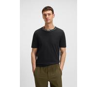 T-Shirt BOSS GREEN "Tee", Herren, Gr. M, schwarz (schwarz001), Single Jersey, Obermaterial: 100% Baumwolle, unifarben, regular fit hüftlang, Rundhals, Shirts T-Shirt, 100% Cotton, mit Streifendetail a