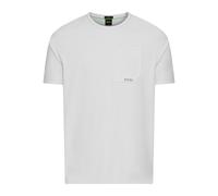 T-Shirt BOSS GREEN "Tee Urban Tech", Damen, Gr. S, grau (light, pastel grau054), Single Jersey, Obermaterial: 95% Baumwolle, 5% Elasthan, gestreift, regular fit hüftlang, Rundhals, Shirts T-Shirt, mit