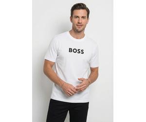 T-Shirt BOSS GREEN "TS Logo", Herren, Gr. L, weiß (weiß100), Single Jersey, Obermaterial: 100% Baumwolle, unifarben, regular fit normal, Rundhals, Shirts T-Shirt, reine Baumwolle, Regular Fit, Rundhal