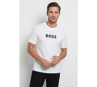 T-Shirt BOSS GREEN "TS Logo", Herren, Gr. M, weiß100, Single Jersey, Obermaterial: 100% Baumwolle, unifarben, regular fit normal, Rundhals, Shirts T-Shirt, reine Baumwolle, Regular Fit, Rundhalsaussch