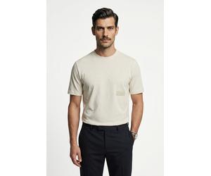 T-Shirt BOSS GREEN "TS Structure", Herren, Gr. 4XL, beige (open weiß137), Single Jersey, Obermaterial: 100% Baumwolle, unifarben, relaxed fit normal, Rundhals, abgesteppte Kante, Shirts T-Shirt, 100%