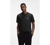 T-Shirt BOSS GREEN "TS Structure Logo", Herren, Gr. M, schwarz (schwarz001), Single Jersey, Obermaterial: 100% Baumwolle, unifarben, regular fit normal, Rundhals, abgesteppte Kante, Shirts T-Shirt, 10