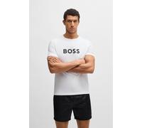 T-Shirt BOSS, Jungen, Gr. L (52), weiß (weiß 100), Jersey, Obermaterial: 100% Baumwolle, regular fit normal, Rundhals, abgesteppte Kante, Shirts T-Shirt, mit UV Schutz (SPF 50+) (29795407-L) weiß 100