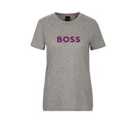 T-Shirt BOSS ORANGE "C_Elogo_5", Damen, Gr. S, grau (silbergrau), Jersey, Obermaterial: 100% Baumwolle, bedruckt, regular fit hüftlang, Rundhals, eingesetzt eingefasste Kante, Shirts T-Shirt, mit BOSS