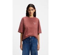 T-Shirt BOSS ORANGE "Eboys Premium Damenmode", Damen, Gr. XL, dunkelrot 604, Single Jersey, Obermaterial: 100% Baumwolle, bedruckt, relaxed fit hüftbedeckend, Rundhals, abgesteppte Kante, Shirts T-Shi