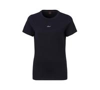 T-Shirt BOSS ORANGE "Elogo Premium Damenmode", Damen, Gr. M (38), blau (dunkelblau 408), Single Jersey, Obermaterial: 100% Baumwolle, unifarben, regular fit normal, Rundhals, abgesteppte Kante, Shirts