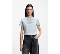 T-Shirt BOSS ORANGE "Elogo Premium Damenmode", Damen, Gr. M (38), pastellblau, Jersey, Obermaterial: 100% Baumwolle, regular fit hüftlang, Rundhals, eingesetzt eingefasste Kante, Shirts T-Shirt, mit B