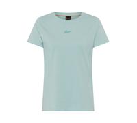 T-Shirt BOSS ORANGE "Elove Embro Premium Damenmode", Damen, Gr. XS, open grün 382, Single Jersey, Obermaterial: 100% Baumwolle, unifarben, schmal normal, Rundhals, Shirts T-Shirt, mit Rundhals, Slim F