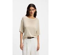 BOSS Leinen-T-Shirt mit Logo-Stickerei - Style C_Emma, 50556387 Hellbeige L