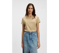 T-Shirt BOSS ORANGE "Esogo Premium Damenmode", Damen, Gr. S, beige (rust, copper 222), Single Jersey, Obermaterial: 100% Baumwolle, unifarben, slim fit hüftlang, Rundhals, eingesetzt normaler Saum, Sh