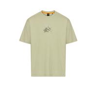 T-Shirt BOSS ORANGE "Te_voyage", Herren, Gr. M, open grün370, Single Jersey, Obermaterial: 100% Baumwolle, unifarben, casual, regular fit hüftlang, Rundhals, Kurzarm, Shirts, mit coolem Logo-Druck (54
