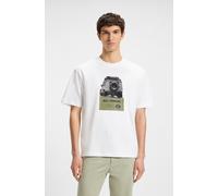 T-Shirt BOSS ORANGE "Te Wagon", Herren, Gr. S, weiß (weiß100), Single Jersey, Obermaterial: 100% Baumwolle, unifarben, casual, regular fit hüftlang, Kurzarm, Shirts, mit coolem Fotodruck (57309522-S) 