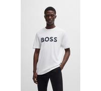 T-Shirt BOSS ORANGE "Thinking 1", Damen, Gr. M, weiß (weiß100), Single Jersey, Obermaterial: 100% Baumwolle, unifarben, regular fit hüftbedeckend, Rundhals, normaler Saum, Shirts T-Shirt, mit großem B