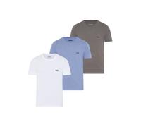 T-Shirt BOSS "TShirtRN 3P Classic", Herren, Gr. XL, weiß, grau, blau, Jersey, Obermaterial: 100% Baumwolle, regular fit, Rundhals, eingesetzt normaler Saum, Shirts T-Shirt, mit BOSS Stickerei (9328275