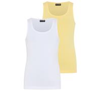 T-Shirt BRUNO BANANI "2er Pack Tank Tops, modische Basics für Mädchen", Mädchen, Gr. 128/134, gelb, weiß, Single Jersey, Obermaterial: 95% Baumwolle, 5% Elasthan, unifarben, Basic, Rundhals, Shirts T-