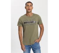 T-Shirt BRUNO BANANI, Herren, Gr. L (52/54), grün (khaki), Single Jersey, Obermaterial: 100% Baumwolle, bedruckt, schmal, Rundhals, Shirts T-Shirt, kurzärmelig, schmal geschnitten, bedruckt, aus Baumw
