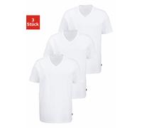 T-Shirt BRUNO BANANI, Herren, Gr. L, weiß, Jersey, Obermaterial: 95% Baumwolle, 5% Elasthan, unifarben, Basic, bequem hüftbedeckend, V-Ausschnitt, abgesteppte Kante, Shirts Multipacks Unterhemd, mit V