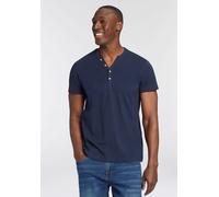 T-Shirt BRUNO BANANI, Herren, Gr. S (44/46), blau (marine), Single Jersey, Obermaterial: 100% Baumwolle, unifarben, schmal, gerader Abschluss, Shirts T-Shirt, Mit geknöpften V-Ausschnitt, Topseller (2