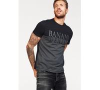 T-Shirt BRUNO BANANI, Herren, Gr. S (44/46), schwarz (schwarz, grau), Single Jersey, Obermaterial: 100% Baumwolle. Vorderteil: 60% Baumwolle, 40% Polyester, bedruckt, mehrfarbig, schmal, Rundhals, Shi
